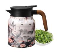1000 ml Insulated Flask Stainless Steel Insulated Thermal Jug with Tea Strainer, Vintage Floral Pattern Teapot with Infuser, Stainless Steel Flask with Lid for Hot Drinks Coffee Pot Teapot