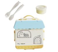 1000 ml Meal Box Food Storage Container with 4 Compartments with Spoon and Fork for School Lunch - for Primary School, Camping, Road Trips and Beaches