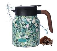 1000 ml Vintage Floral Pattern Teapot, Vintage Floral Pattern Tea Thermos Flask, Thermos Flask with Tea Strainer, Tea Thermos Flask with Vintage Floral Pattern, Insulated Jug, for Home, Home (Green)