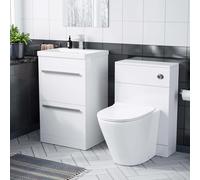 1000 mm Basin 2 Drawer Vanity Cabinet and WC Toilet Pan Combo Suite | Nanuya