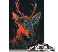 1000 'Mystic Deer in The Forest Creative Square Jigsaw Puzzles for Adults, Wooden Puzzles Unique Challenge Games 1000pcs (75x50cm)
