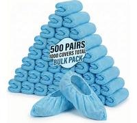 1000 Pack Disposable Shoe Covers (500 Pairs) - Blue Bulk Booties for Industrial & Real Estate - Fluid Resistant Polypropylene, Latex-Free Shoe & Boot Covers with Non-Skid Traction