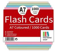 [1000 Pack] Revision Cards 5x3 Coloured Record Cards FlashCards Ruled (5"x 3") 127mm x 76mm Blank Flash Cards Index Cards