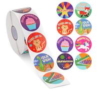 1000 Pack Spanish Motivational Stickers for Classroom - Bulk Reward Stickers for Kids, Teacher School Supplies (8 Assorted Designs, 1.5 in)