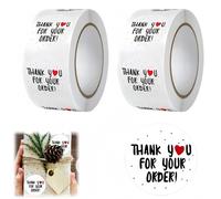 1000-Pack Thank You for Your Order Stickers,Round White Thank You Sticker,2 Rolls of High Quality Stickers with Easy-Peel Adhesive,Essential Small Business Supplies for Bakery Boxes,Retail Packaging