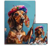 1000 Pc Adults Jigsaw Puzzle Artistic Dachshund Jigsaw Puzzles for Adults Perfect for Halloween Christmas Birthday Gift 1000 PCS(75x50cm)