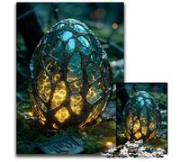 1000 Pc Adults Jigsaw Puzzle Glowing Dragon Egg in Forest Jigsaw Puzzles for Adults Perfect for Halloween Christmas Birthday Gift 1000 PCS(75x50cm)