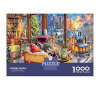 1000 Pc Vibrant Town Feast for Senior Jigsaw Enthusiasts - Premium Cardstock Brain Training Puzzle Winter Breakfast & Housewarming Gift Puzzle 52x38cm/1000pcs