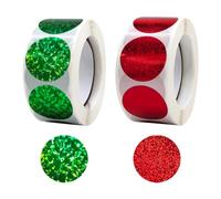 1000 Pcs 1 Inch Glitter Dot Stickers Round Coding Circle Labels Self Adhesive Removable Stickers Envelopes Seal Labels Reward Craft Stickers for Kids Office School Red and Green
