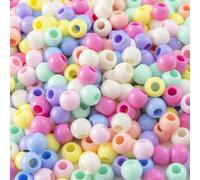 1000 Pcs Acrylic Hair Kandi Pony Beads Bulk Kandi for Friendship Bracelet | 8*10MM,Mix Color,Large Hole,For Necklace Making,for Hair Braids Key Chain