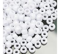1000 Pcs Acrylic White Pony Beads 6x9mm Bulk for Friendship Bracelet Necklace Jewelry Making Earring Hair Braiding