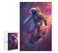 1000 PCS Adult Pieces Jigsaw Puzzle Astronaut Skateboarding in Space Jigsaw Puzzles for Teenagers Hand Speed Race Difficult And Challenge Christmas Birthday Gifts 1000 PCS