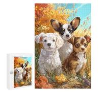 1000 PCS Adult Pieces Jigsaw Puzzle Autumn Puppies in Field-3 Jigsaw Puzzles for Teenagers Hand Speed Race Difficult And Challenge Christmas Birthday Gifts 1000 PCS