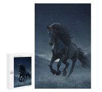 1000 PCS Adult Pieces Jigsaw Puzzle Black Horse Night Sky Puzzle For Teenagers Difficult Hard Every Piece Is Unique - Challenging Family Fun Game 1000 PCS