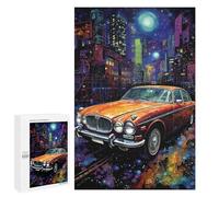 1000 PCS Adult Pieces Jigsaw Puzzle City Nights Vintage Car Art Print Puzzle For Teenagers Difficult Hard Every Piece Is Unique - Challenging Family Fun Game 1000 PCS