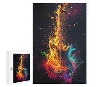 1000 PCS Adult Pieces Jigsaw Puzzle Colorful Electric Guitar Artwork Puzzle For Teenagers Difficult Hard Every Piece Is Unique - Challenging Family Fun Game 1000 PCS