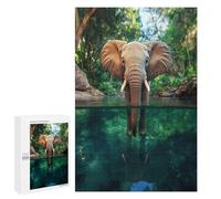 1000 PCS Adult Pieces Jigsaw Puzzle Elephant Reflection in Amazon Rainforest Jigsaw Puzzles for Teenagers Hand Speed Race Difficult And Challenge Christmas Birthday Gifts 1000 PCS