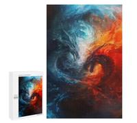 1000 PCS Adult Pieces Jigsaw Puzzle Fire Vs Ice Dragons Artwork Puzzle For Teenagers Difficult Hard Every Piece Is Unique - Challenging Family Fun Game 1000 PCS