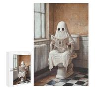 1000 PCS Adult Pieces Jigsaw Puzzle Ghost Reading Newspaper in Bathroom Jigsaw Puzzles for Teenagers Hand Speed Race Difficult And Challenge Christmas Birthday Gifts 1000 PCS