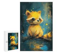 1000 PCS Adult Pieces Jigsaw Puzzle Golden Raccoon in Water Puzzle For Teenagers Difficult Hard Every Piece Is Unique - Challenging Family Fun Game 1000 PCS