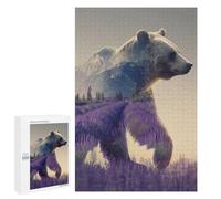 1000 PCS Adult Pieces Jigsaw Puzzle Lavender Field with Bear Puzzle For Teenagers Difficult Hard Every Piece Is Unique - Challenging Family Fun Game 1000 PCS