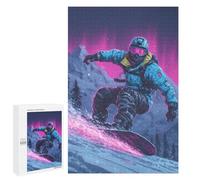 1000 PCS Adult Pieces Jigsaw Puzzle Neon Snowboarder Adventure Puzzle For Teenagers Difficult Hard Every Piece Is Unique - Challenging Family Fun Game 1000 PCS