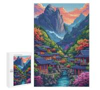 1000 PCS Adult Pieces Jigsaw Puzzle Serene Mountain Village Scene Puzzle For Teenagers Difficult Hard Every Piece Is Unique - Challenging Family Fun Game 1000 PCS