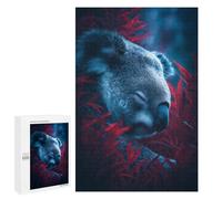 1000 PCS Adult Pieces Jigsaw Puzzle Sleepy Koala in Red Leaves Puzzle For Teenagers Difficult Hard Every Piece Is Unique - Challenging Family Fun Game 1000 PCS