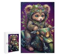 1000 PCS Adult Pieces Jigsaw Puzzle Steampunk Bear Motorcycle Art Print Puzzle For Teenagers Difficult Hard Every Piece Is Unique - Challenging Family Fun Game 1000 PCS