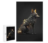 1000 PCS Adult Puzzles Black And Gold Fox Jigsaw for Teenagerss Enhance Memory Difficult And Challenge for Is Ideal As A Gift 1000 PCS