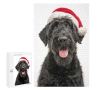 1000 PCS Adult Puzzles Black Russian Terrier Dog with Santa Hat Puzzles for Adults Brain Teaser Game But Fun And Humorous Gifts for Friends And Family 1000 PCS
