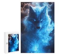 1000 PCS Adult Puzzles Blue Fire Wolf Jigsaw for Teenagerss Enhance Memory Difficult And Challenge for Is Ideal As A Gift 1000 PCS