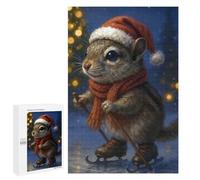 1000 PCS Adult Puzzles Christmas Squirrel on Ice Skates Jigsaw for Teenagerss Enhance Memory Difficult And Challenge for Is Ideal As A Gift 1000 PCS