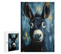 1000 PCS Adult Puzzles Donkey Portrait in Blue And Gold Jigsaw for Teenagerss Enhance Memory Difficult And Challenge for Is Ideal As A Gift 1000 PCS