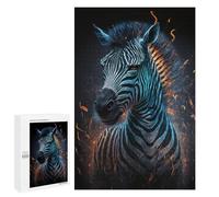 1000 PCS Adult Puzzles Flaming Zebra Art Print -5 Jigsaw for Teenagerss Enhance Memory Difficult And Challenge for Is Ideal As A Gift 1000 PCS
