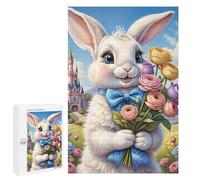 1000 PCS Adult Puzzles Floral Bunny Castle Background Jigsaw for Teenagerss Enhance Memory Difficult And Challenge for Is Ideal As A Gift 1000 PCS