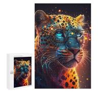 1000 PCS Adult Puzzles Leopard Glasses Art Print Jigsaw for Teenagerss Enhance Memory Difficult And Challenge for Is Ideal As A Gift 1000 PCS