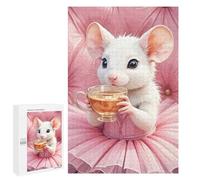 1000 PCS Adult Puzzles Mouse in Tutu Drinking Tea Jigsaw for Teenagerss Enhance Memory Difficult And Challenge for Is Ideal As A Gift 1000 PCS