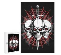 1000 PCS Adult Puzzles Skulls, Sword, And Spiderweb Illustration Puzzles for Adults Brain Teaser Game But Fun And Humorous Gifts for Friends And Family 1000 PCS