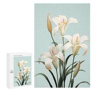 1000 PCS Adult Puzzles White Lily Easter Flower Puzzles for Adults Brain Teaser Game But Fun And Humorous Gifts for Friends And Family 1000 PCS