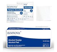1000 PCS - alc. swabs pre injection pads 3x6 cm - Individually wrapped prep pads with 70% isopro. alc. - wipes for skin preparation before injec., tattoo & piercing, travel object cleaning - BORNOVA