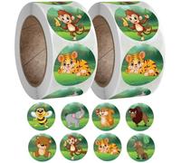 1000 Pcs Animal Sticker Circle Reward Stickers Self-adhesive Motivational Sticker Envelopes Labels for Teacher Kids