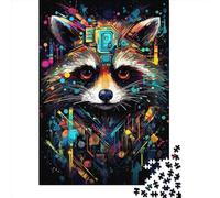 1000 Pcs Art Animal Civet Cat Jigsaw Puzzle Adult Creative Rectangular Puzzle Wooden Puzzle Funny Educational Toy 1000pcs (75x50cm)