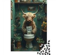 1000 Pcs Art Highland Cow Jigsaw Puzzle Adult Kids Creative Rectangular Wooden Puzzle Funny Educational Toy 1000pcs (75x50cm)