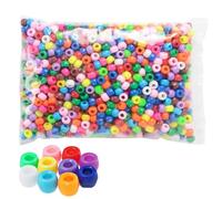 1000 Pcs Beads, Pony Beads, Plastic Bracelet Beads, Plastic Pony Beads, Multi-Colored Bracelet Beads, for Hair Braiding, DIY Crafts, Necklace, Key Chains and Ornaments Decorations