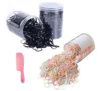 1000 Pcs Black and Macaron Elastic Hair Bands with Small Comb, Mini Hair Elastics Hair Braids, Ponytail Hairstyles, Wedding Hair Styling