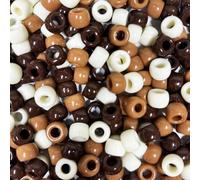 1000 PCS Brown Mix Pony Beads, Bracelet Beads, Beads for Hair Braids, Beads for Crafts, Plastic Beads, Hair Beads for Braids 6x9mm（Brown Mix）