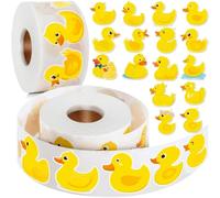 1000 Pcs Cartoon Duck Stickers,Cute Rubber Yellow Duck Roll Stickers2 Roll