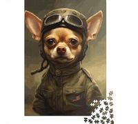 1000 Pcs Chihuahua Soldier Jigsaw Puzzle Adult Creative Rectangular Puzzle Wooden Puzzle Funny Educational Toy 1000pcs (75x50cm)