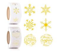 1000 Pcs Christmas Stickers, 2 Rolls 1.0" Christmas Stickers Christmas Tags Gift Labels Stickers Self-Adhesive Christmas Stickers for Kids Presents (White Snowflake and Christmas)